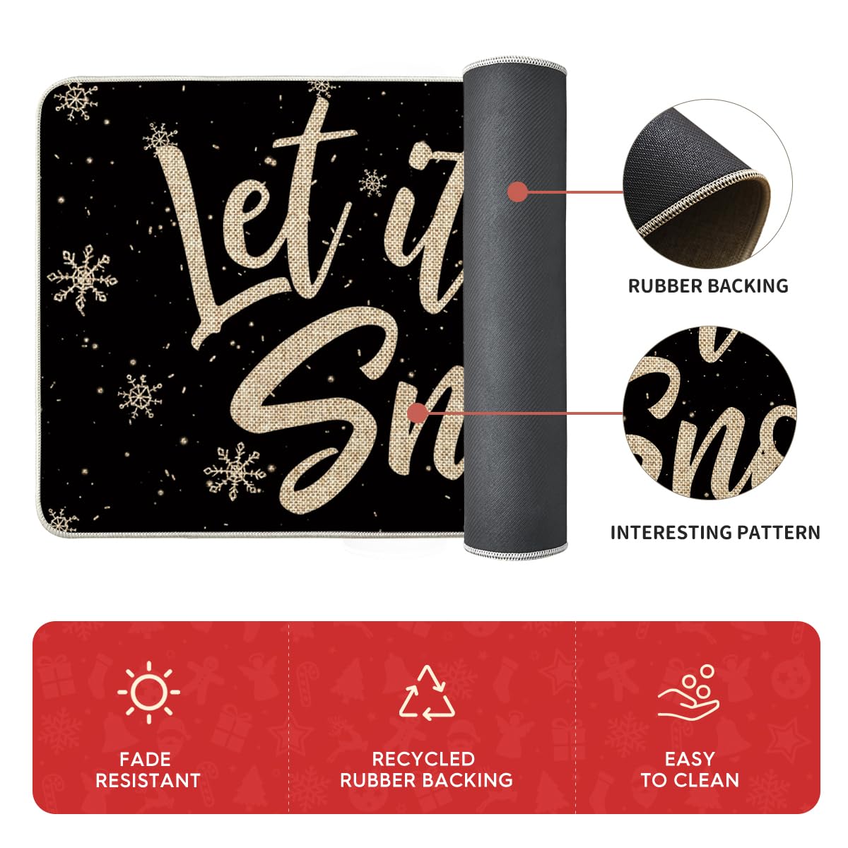 Artoid Mode Let It Snow holiday decor mat boosts seasonal entryway charm