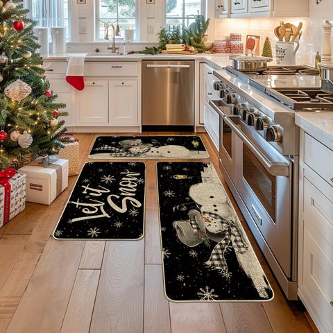 Artoid Mode Let It Snow non-slip back kitchen mat on smooth floor