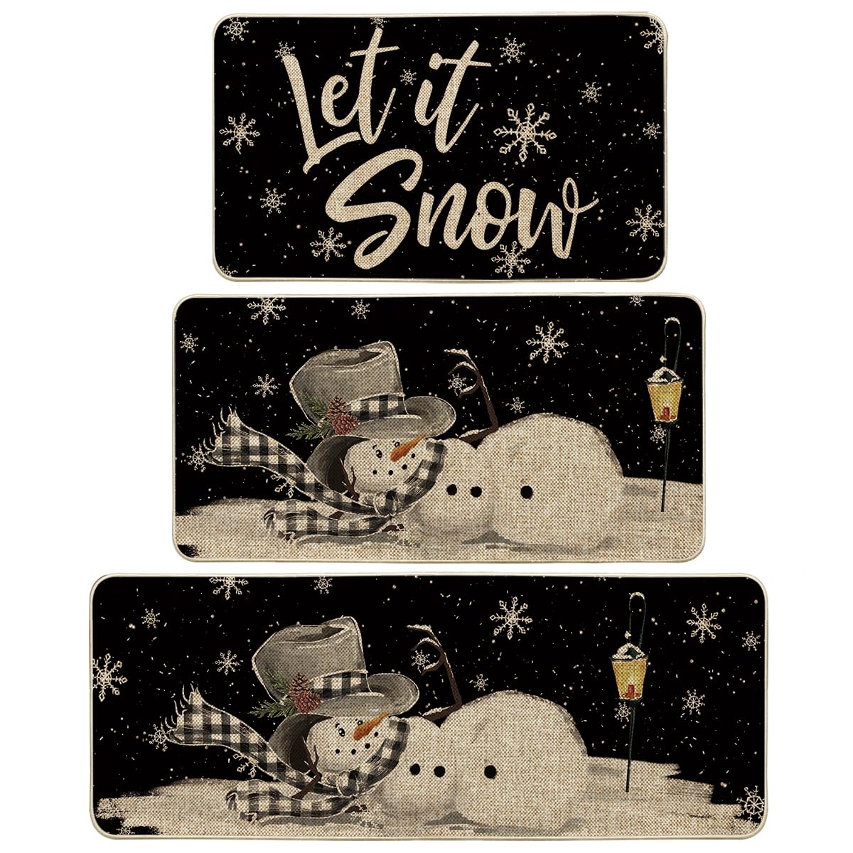 Artoid Mode Let It Snow snowflake pattern kitchen mat adds festive style and floor protection