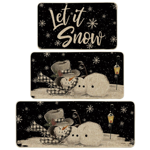 Artoid Mode Let It Snow snowflake pattern kitchen mat adds festive style and floor protection