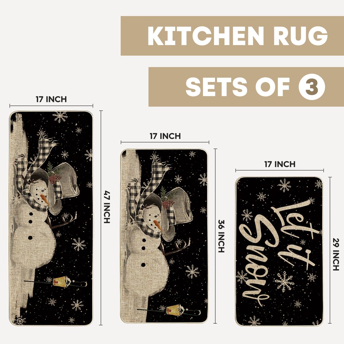 Artoid Mode Let It Snow snowflake pattern kitchen mat in extended size for larger prep areas