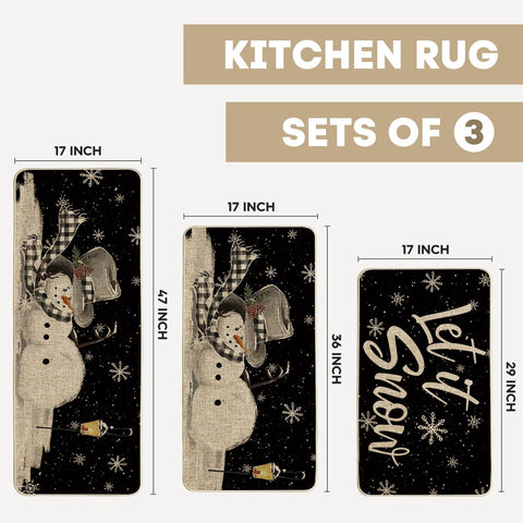 Artoid Mode Let It Snow snowflake pattern kitchen mat in extended size for larger prep areas