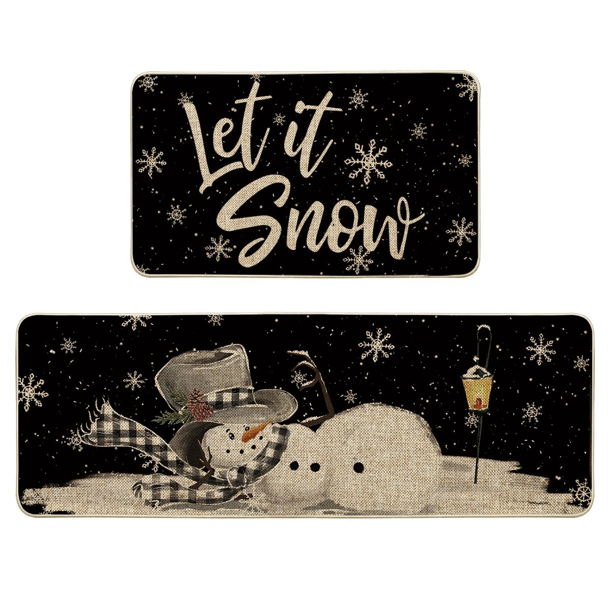 Artoid Mode Let It Snow snowflake snowman mat, 17x29, festive decor and floor protection.