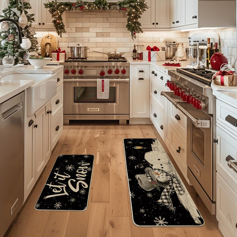 Artoid Mode Let It Snow snowflake snowman mat, 17x47, seasonal focal point and kitchen protection.