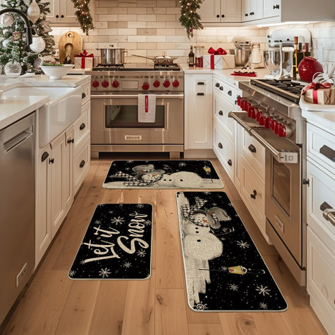 Artoid Mode Let It Snow snowman light kitchen mat enhances space and foot comfort