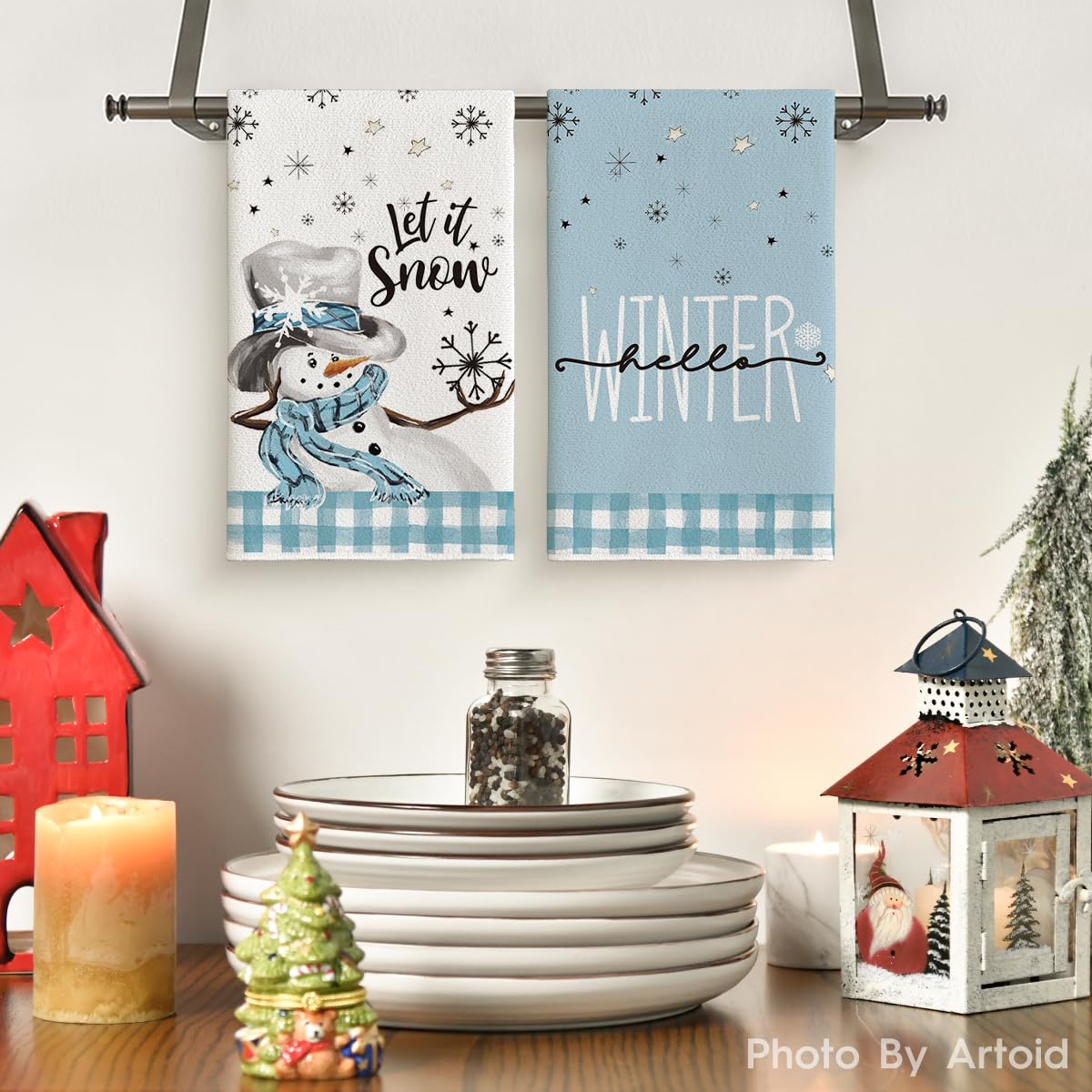 Artoid Mode let it snow winter kitchen towels add festive charm and absorbency