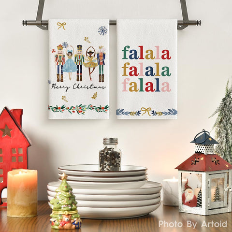 Artoid Mode Merry Christmas kitchen towels offer quick-drying functionality.