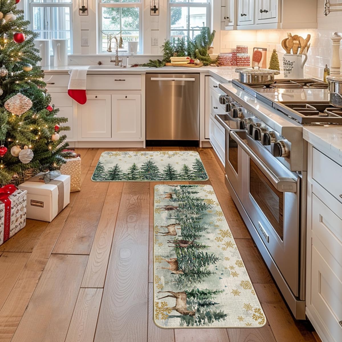 Artoid Mode non-slip kitchen mat back keeps mats in place during cooking.