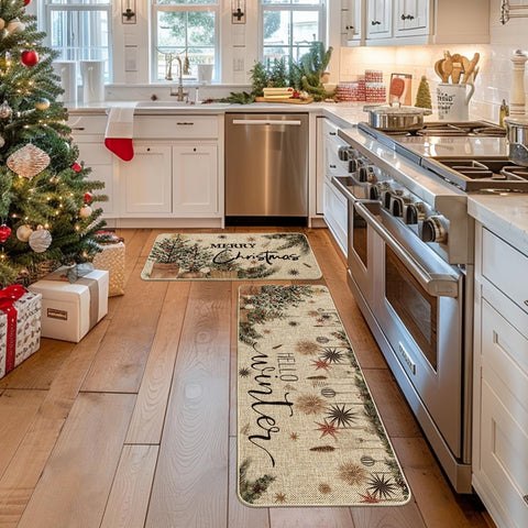 Artoid Mode two-piece set mat guards kitchen areas with durable, stain-resistant surface.
