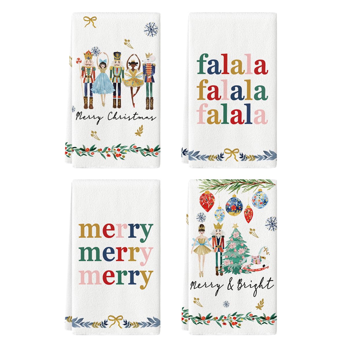 Artoid Mode Nutcrackers towels with festive holiday pattern for quick kitchen drying and absorbency.