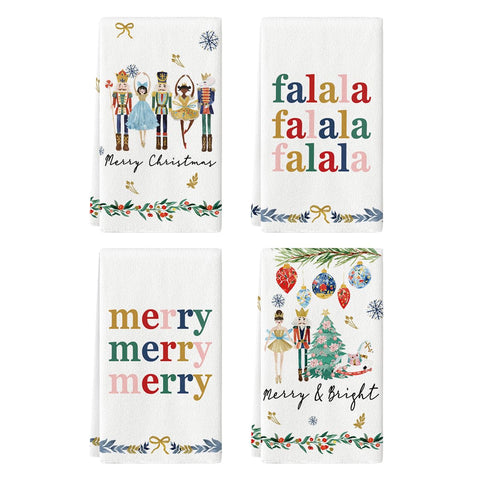 Artoid Mode Nutcrackers towels with festive holiday pattern for quick kitchen drying and absorbency.