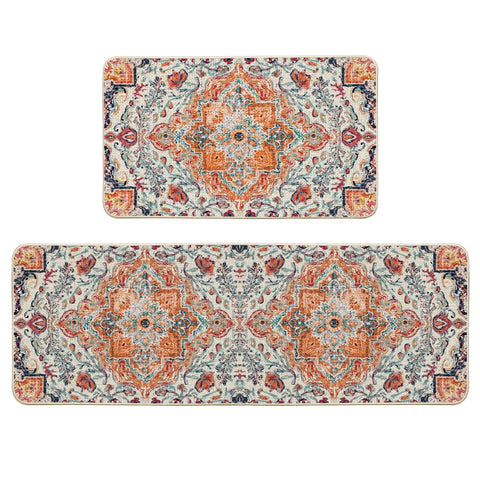 Artoid Mode orange flowers Bohemia kitchen mat in 17x29 adds color and comfort to your counter area.