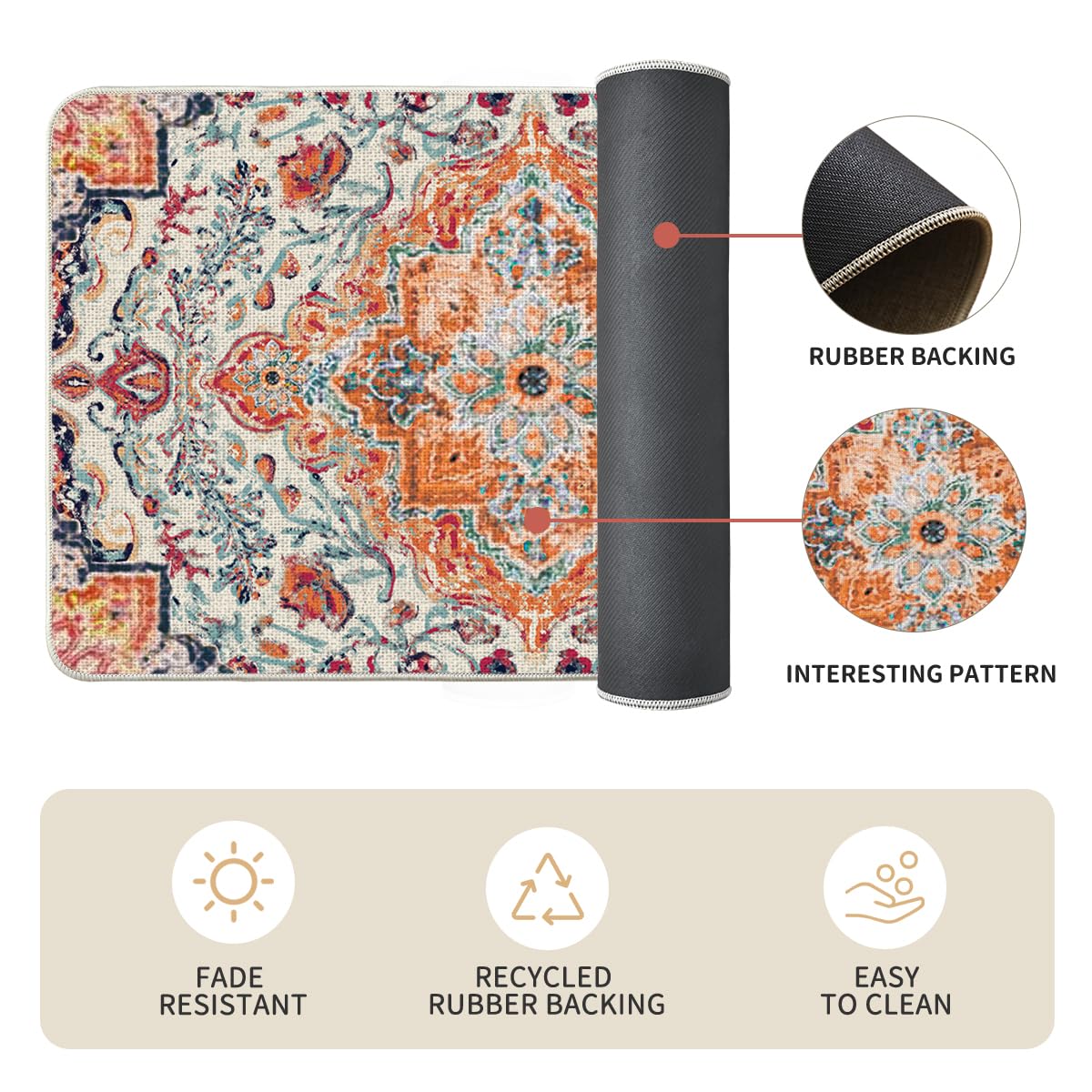 Artoid Mode kitchen mat in entryway creates inviting color pop while protecting floors.