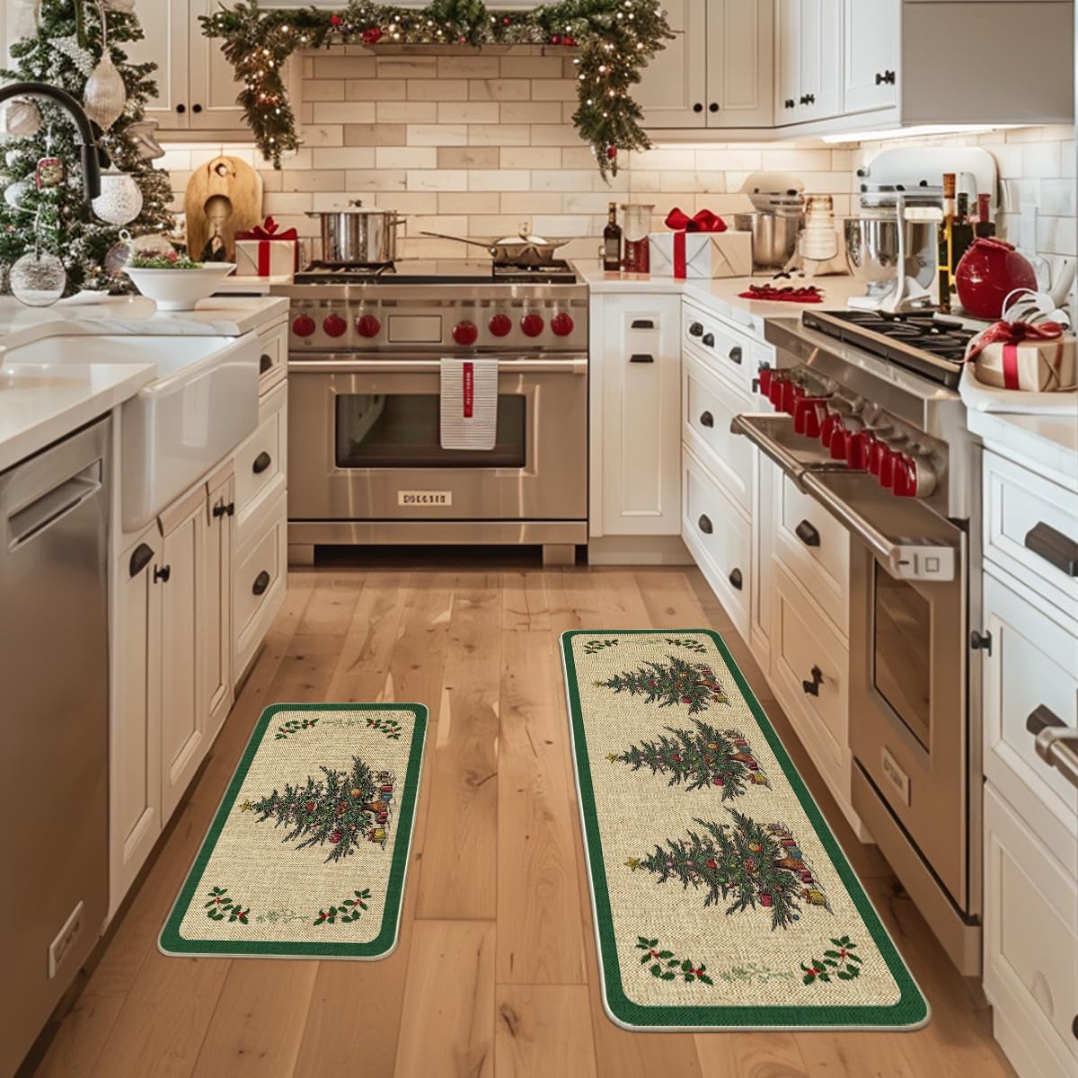 Artoid Mode ornament gift winter kitchen mat 17x47 adds seasonal style for spacious kitchens