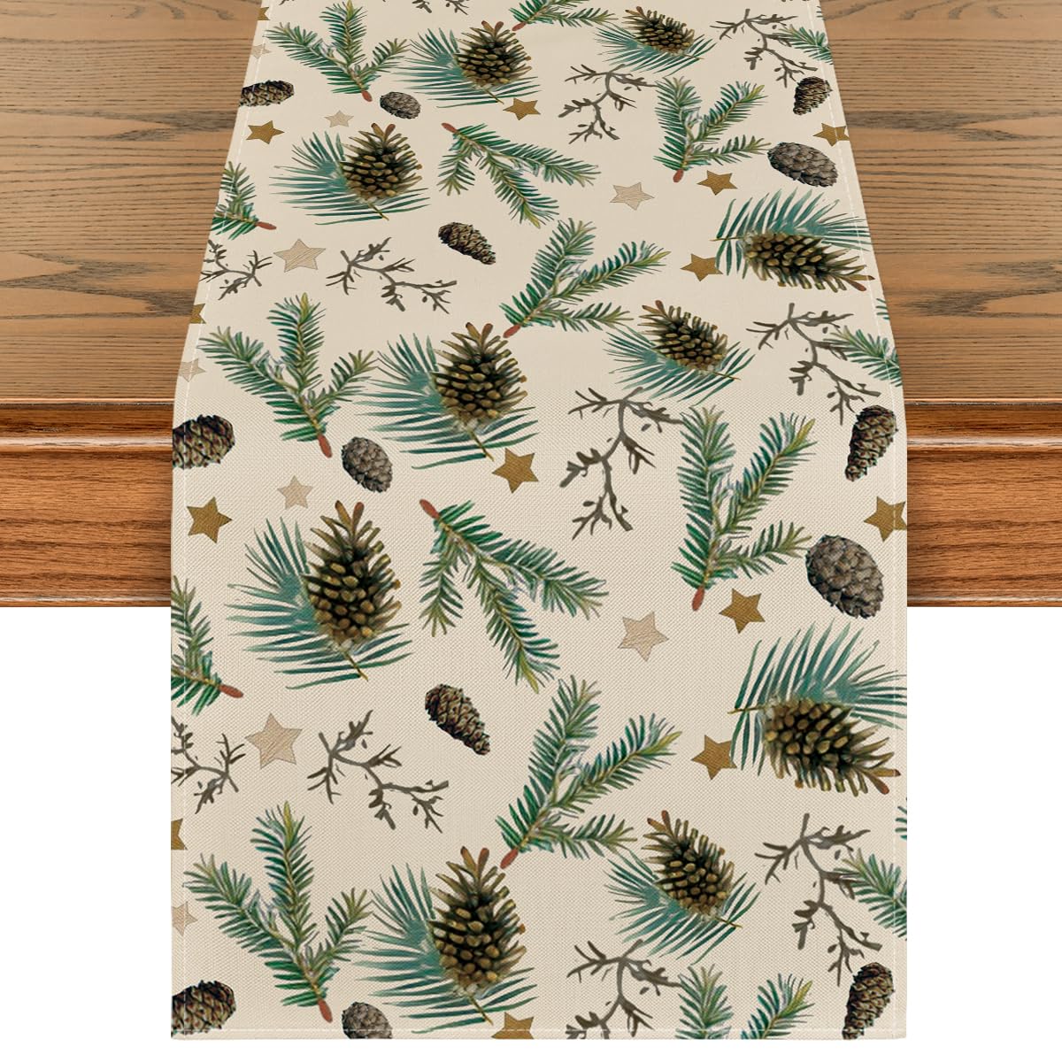 Artoid Mode pine cone leaves stars table runner for festive dining