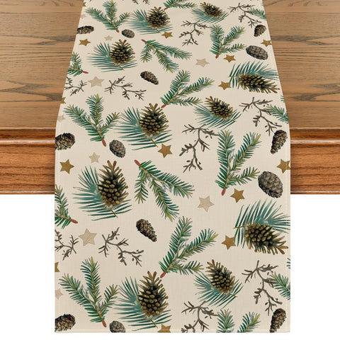 Artoid Mode pine cone leaves stars table runner for festive dining