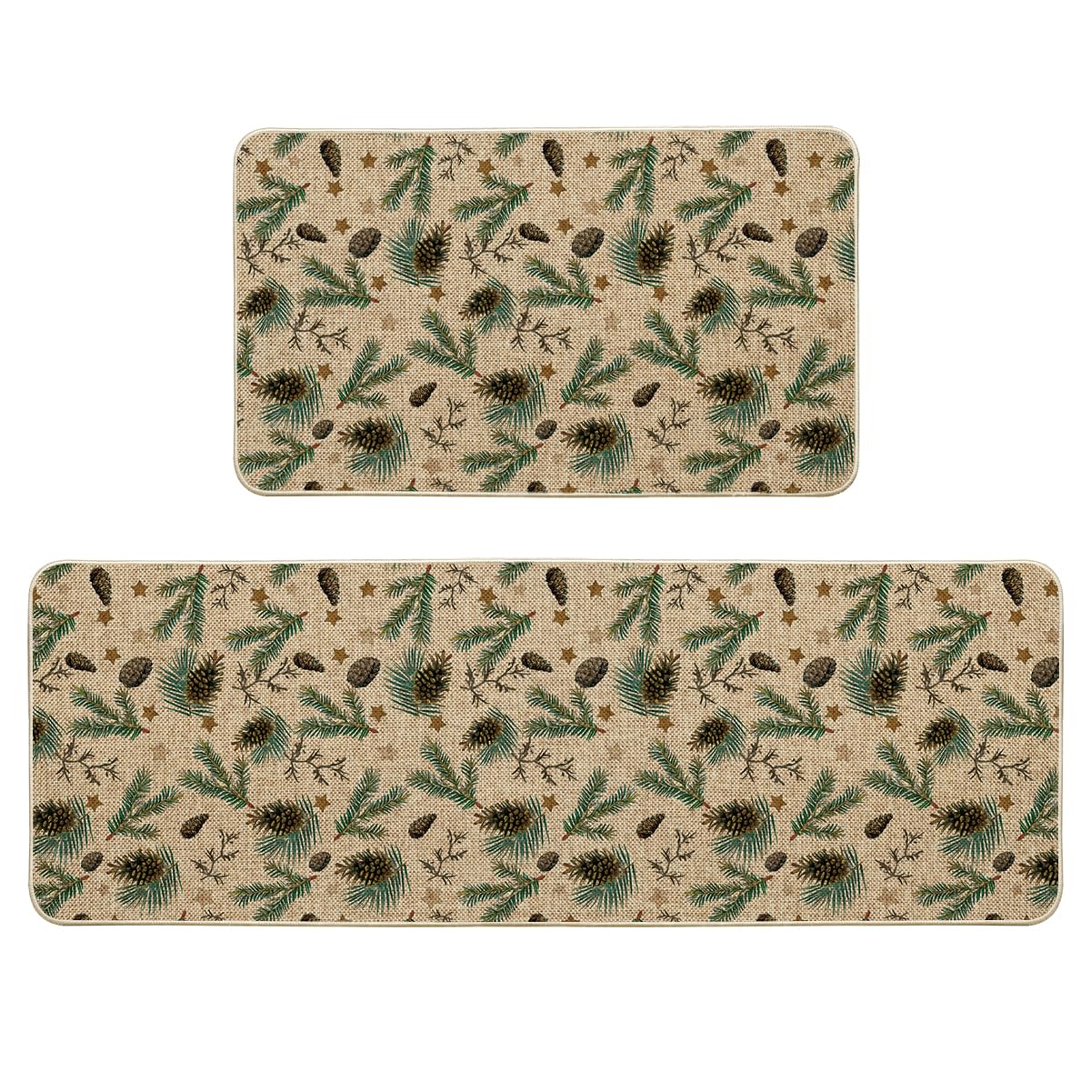 Artoid Mode Pine Nut Stars 17x29 kitchen mat with festive pattern for stylish, durable decor.