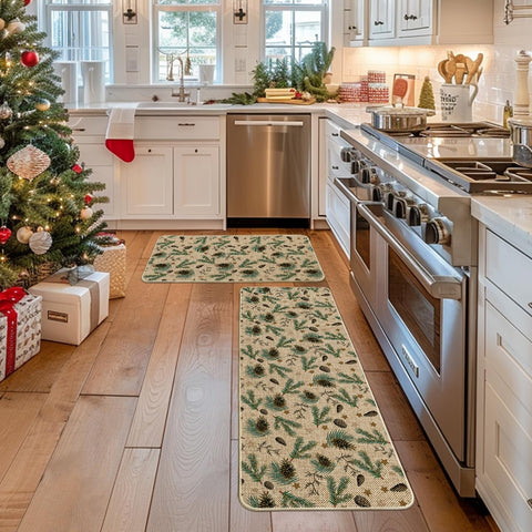 Artoid Mode Pine Nut Stars entryway mat adds cozy festive welcome.