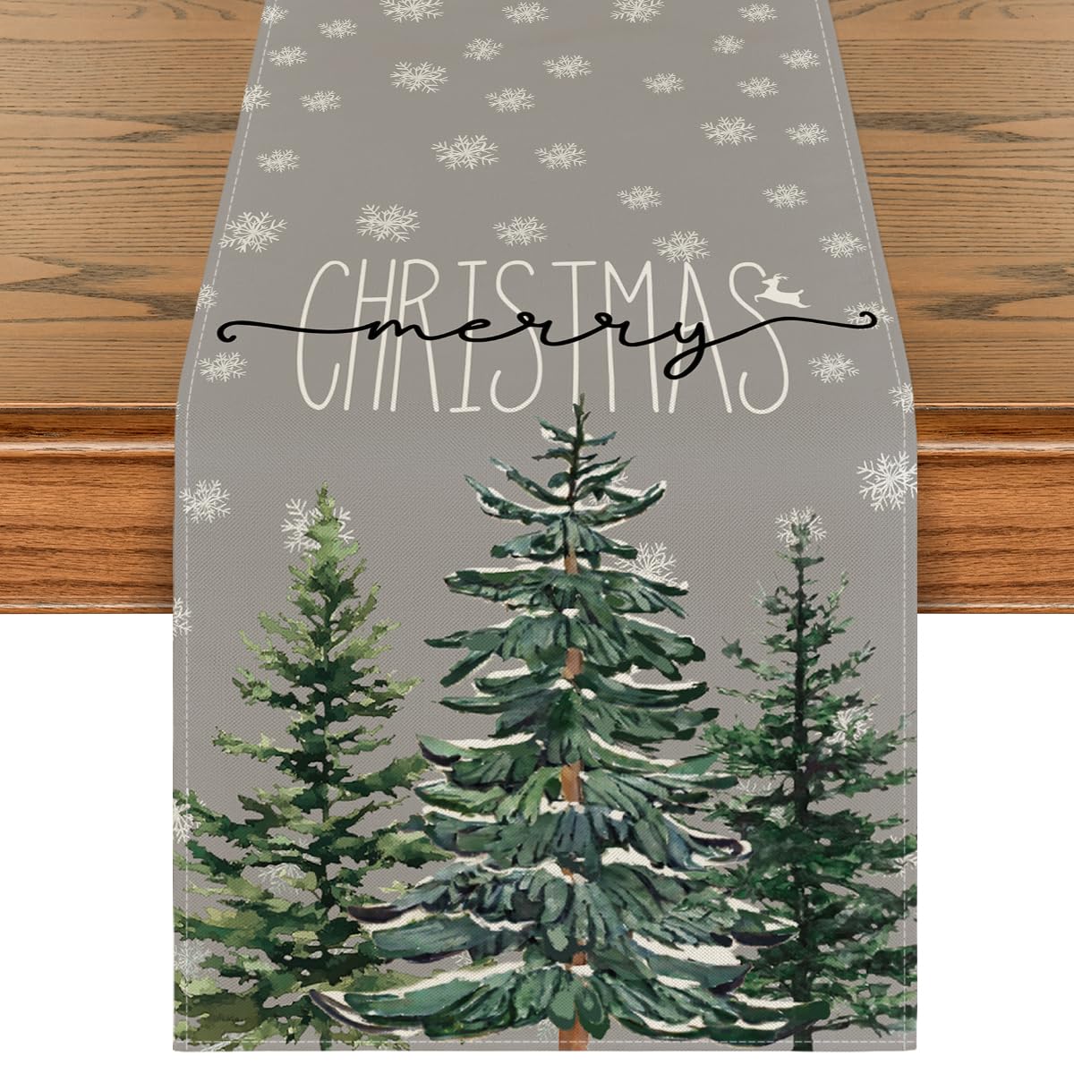 Artoid Mode pine tree snowflake pattern table runner elevates holiday table decor