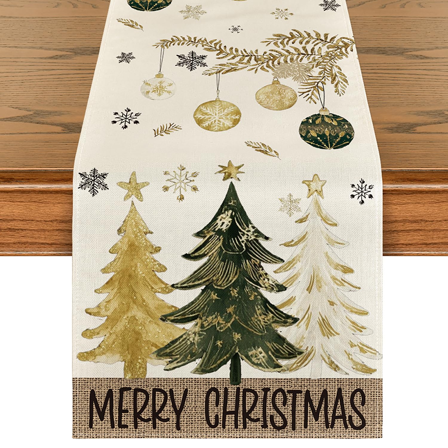 Artoid Mode Pine Trees Snowflake table runner enhances festive tables