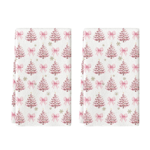 Artoid Mode pink bowknot towel close-up showing soft fabric and festive design.