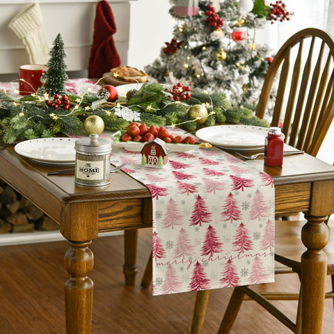 Artoid Mode pink winter table decor adds charm for cozy meals