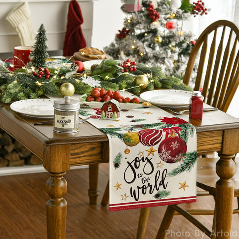Artoid Mode poinsettia accents pattern adds seasonal dining charm.