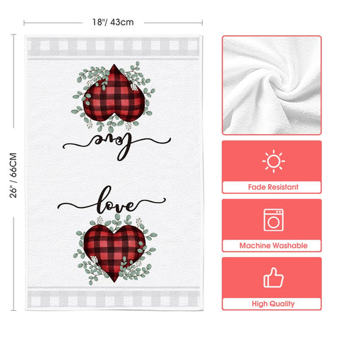 Artoid Mode red buffalo plaid heart towels textured fabric detail