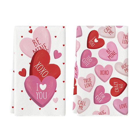 Artoid Mode red heart dish towels for stylish kitchen drying