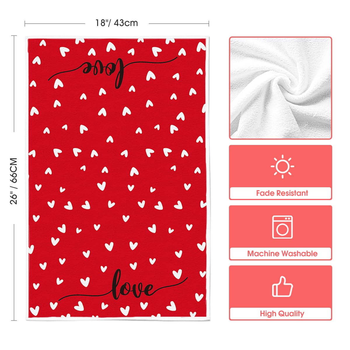 Artoid Mode Red Heart towels set of 2 ideal for gifting and everyday use