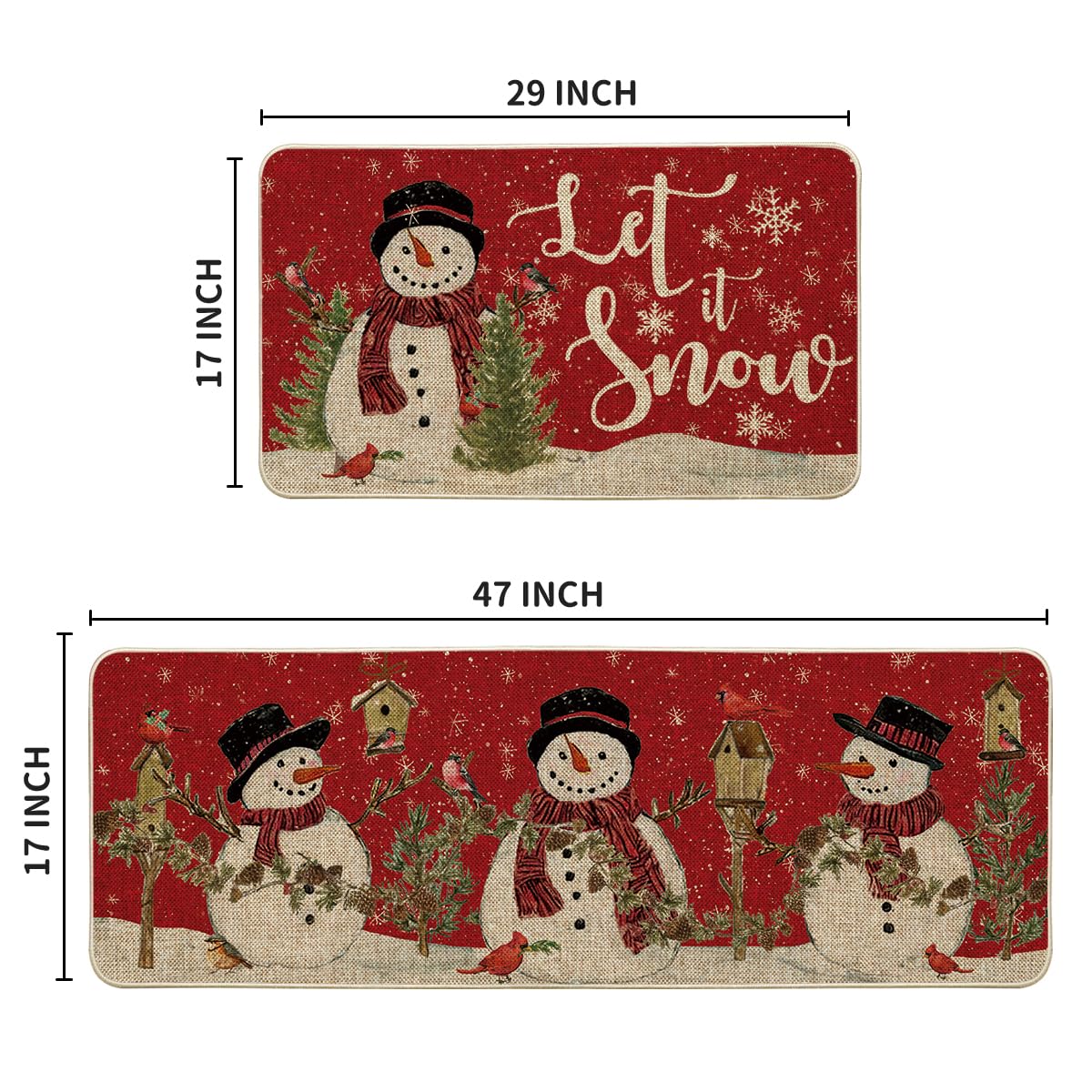 Artoid Mode snowman cardinal mat closeup showcases festive charm and durable non-slip backing