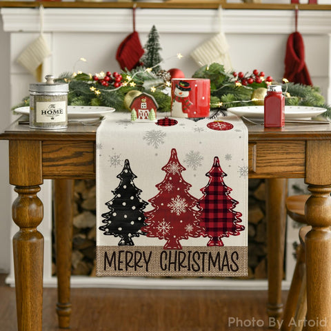 Compact fold of Artoid Mode table runner demonstrates easy storage after celebrations.