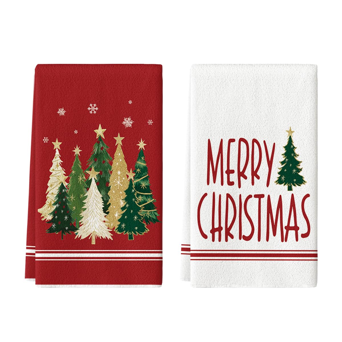 Artoid Mode red Xmas tree towel for quick drying and festive decor