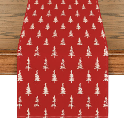 Artoid Mode red Xmas Tree table runner close-up stitch highlighting festive texture and durability.