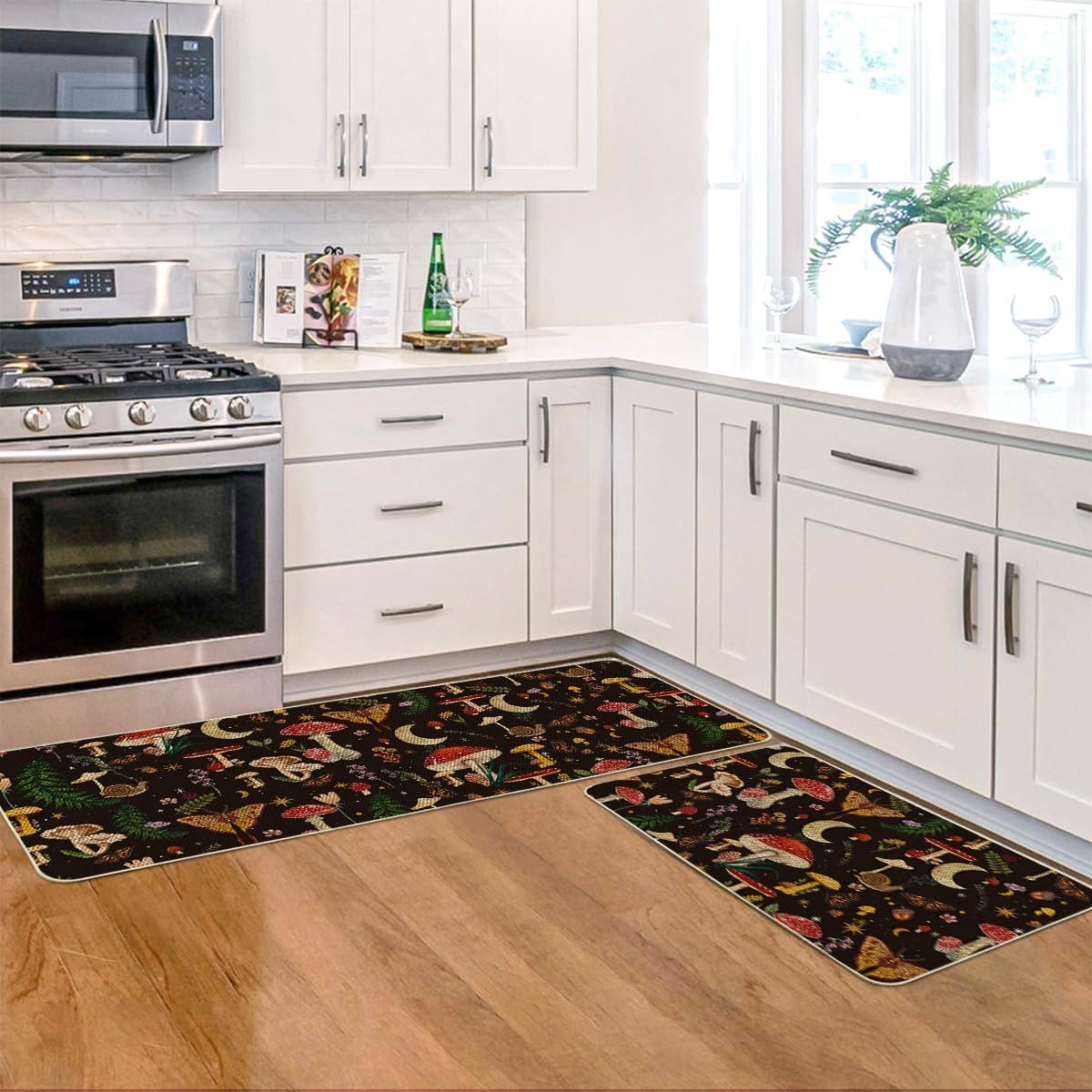 Artoid Mode set of 2 mats showcases seasonal pattern for stylish entryways.