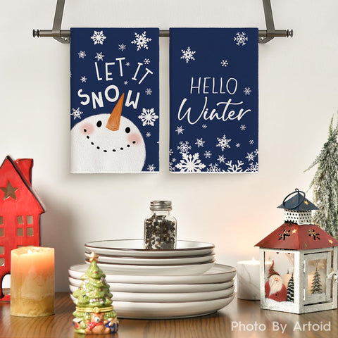 Artoid Mode snowflake hello winter towels decor Stylish display on rack