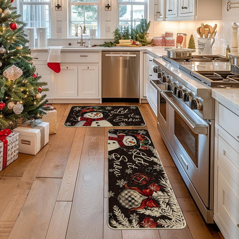 Artoid Mode snowflake kitchen mat 17x47, stain resistant surface for busy kitchens.