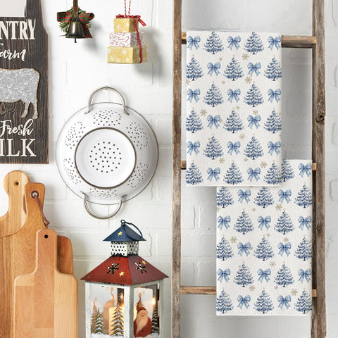Artoid Mode snowflake pattern towel hanging, adding festive kitchen decor.