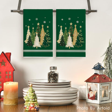 Artoid Mode snowflakes pattern dish towel enhances festive kitchen decor.