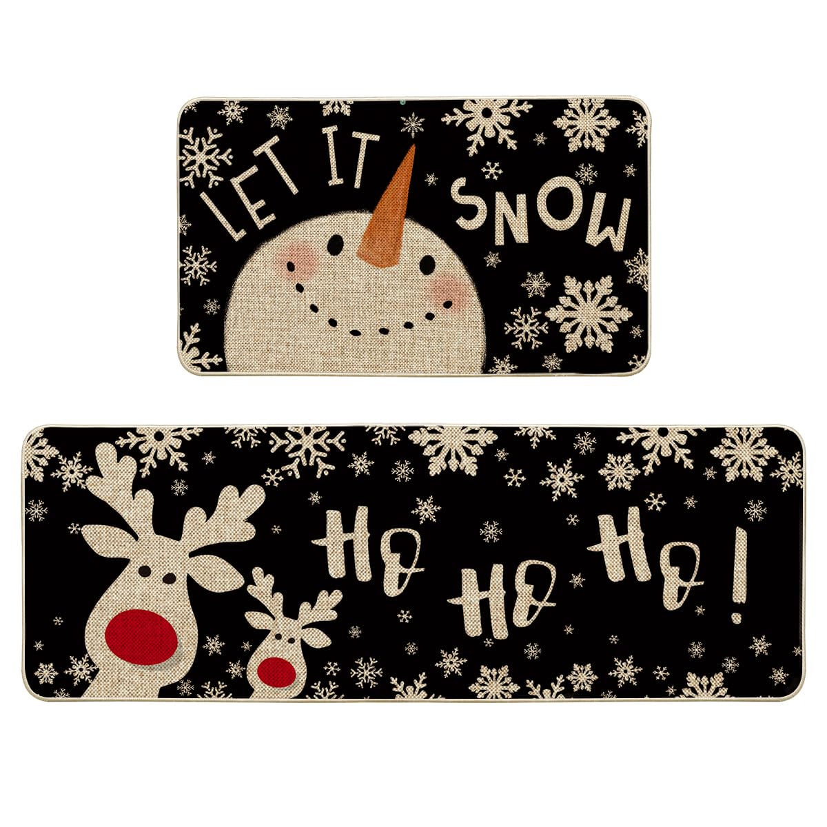 Artoid Mode Snowman Deer Mats 17x29 front view adds festive charm while protecting floors.