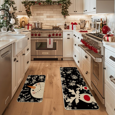 Artoid Mode Snowman Deer Mats 17x29 pattern detail highlights snowy motifs for cozy decor.