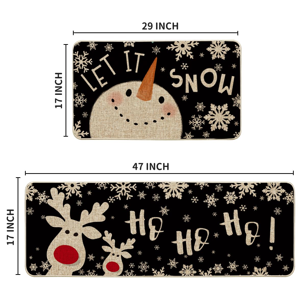 Artoid Mode Snowman Deer Mats 17x47 front view fits larger spaces with low-profile protection.