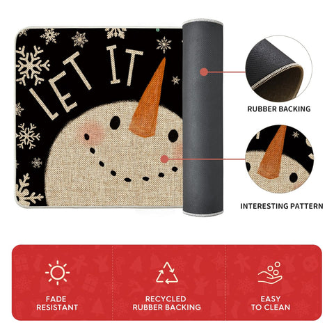 Artoid Mode Snowman Deer Mats entryway decor creates a seasonal welcome.