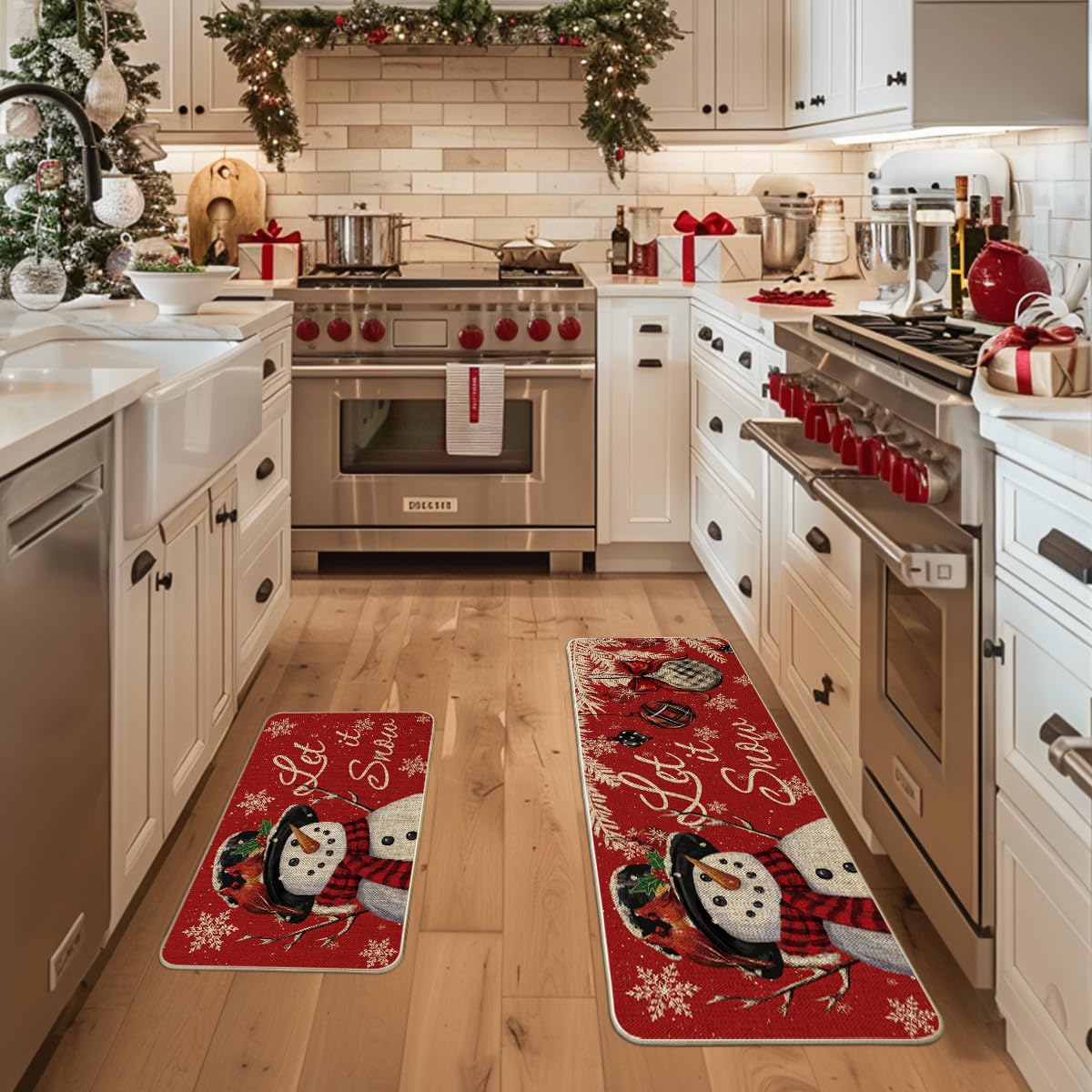 Artoid Mode snowman kitchen mat 17x47 pattern adds seasonal charm and durability