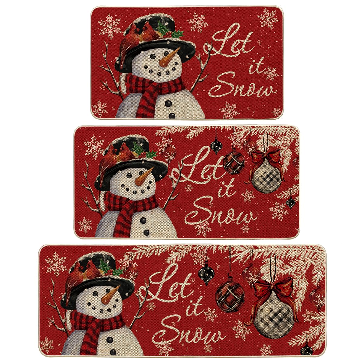 Artoid Mode snowman kitchen mat with snowflake design for festive décor