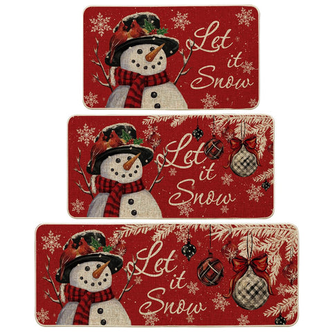 Artoid Mode snowman kitchen mat with snowflake design for festive décor
