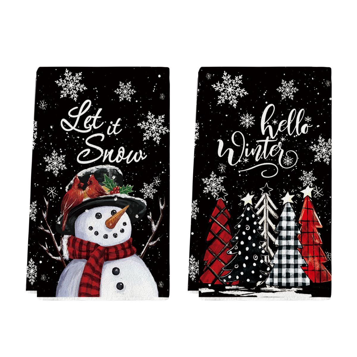 Artoid Mode snowman pattern dish towel for fast, gentle drying.