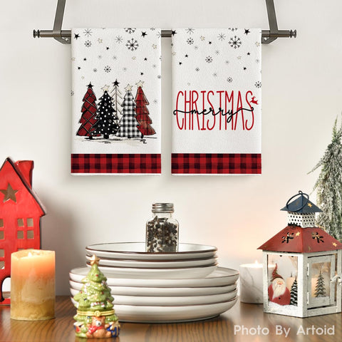 Artoid Mode snowman truck Merry Christmas towels for cheerful kitchen tasks.