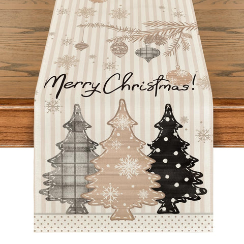 Artoid Mode stripes pine trees table runner pattern for festive dining ambiance