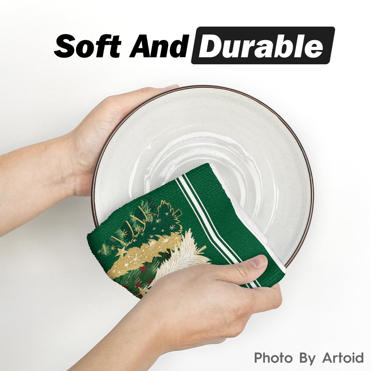 Artoid Mode stylish patterned towels add seasonal kitchen decor.
